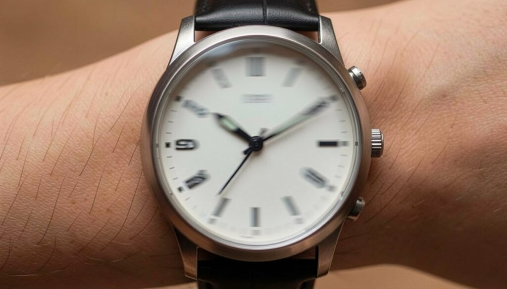 Como sair do piloto automático e quebrar o ciclo vicioso. A imagem mostra um relógio de pulso onde os ponteiros estão borrados, simbolizando o tempo passando sem percepção.